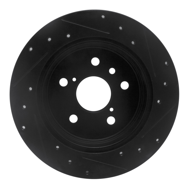 Toyota Camry Brake Rotor (1) - Rear Left - R1 Concepts - Drilled & Slotted - Black - `18-`24